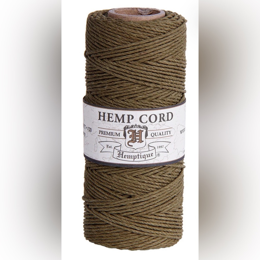 Hemptique Hemp Cord Spool Sage #20 1mm Macrame Crochet Knit Crafting Vegan